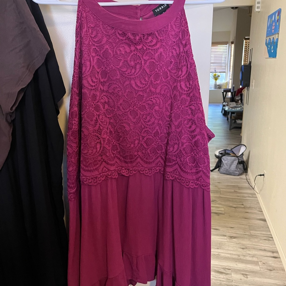 Torrid Purple Asymmetrical Ruffled Blouse - Picture 2 of 4